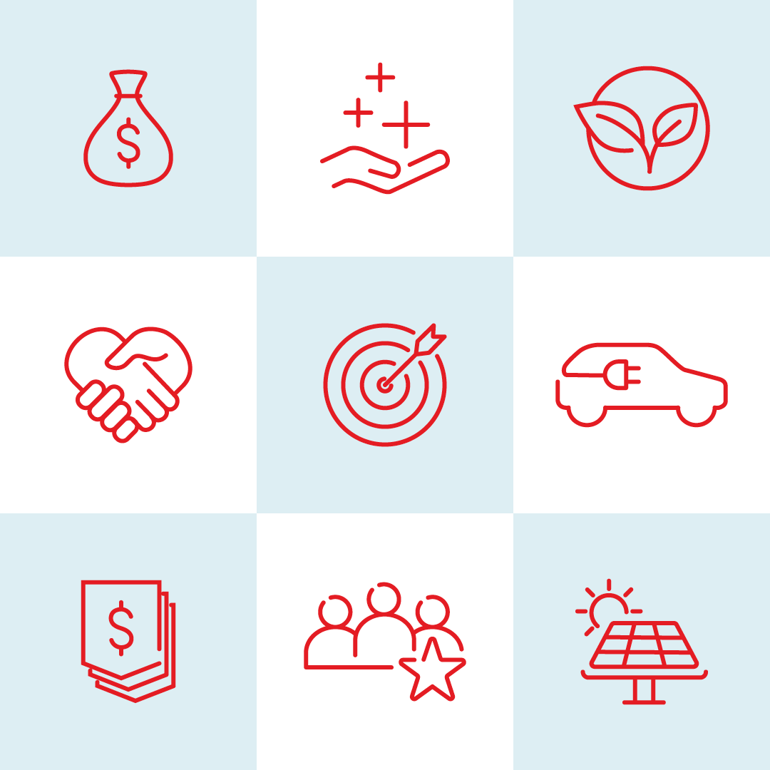 Grille d’icônes se trouvant dans le rapport ESG de la Banque Nationale.