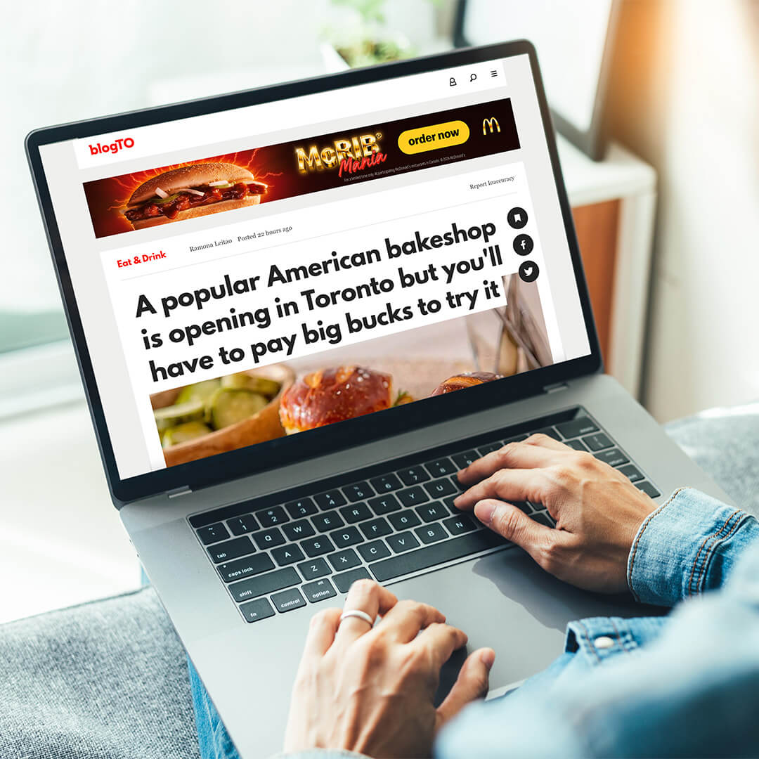 McDonald’s McRib Mania online display banner featured on a news website.