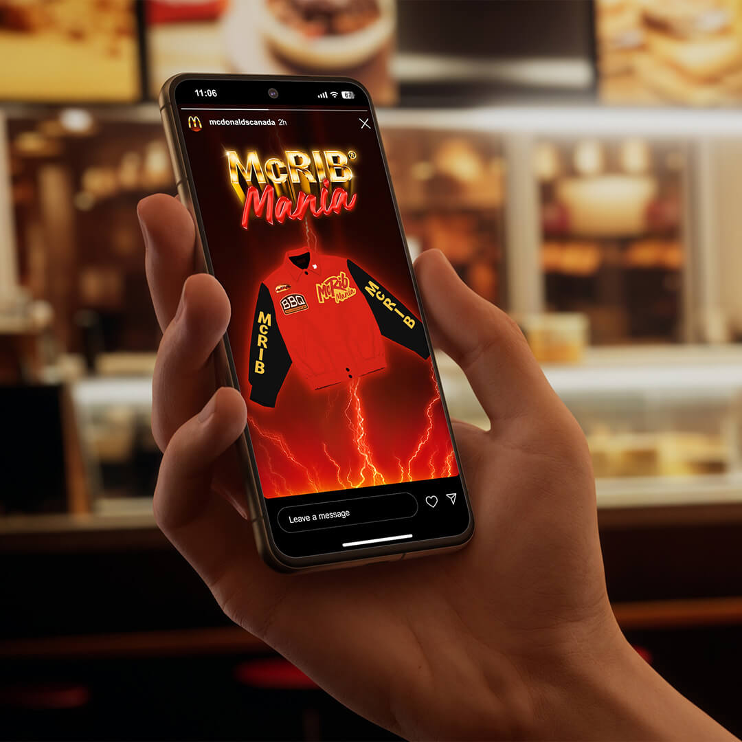 McDonald’s McRib Mania campaign story displayed on a smartphone.