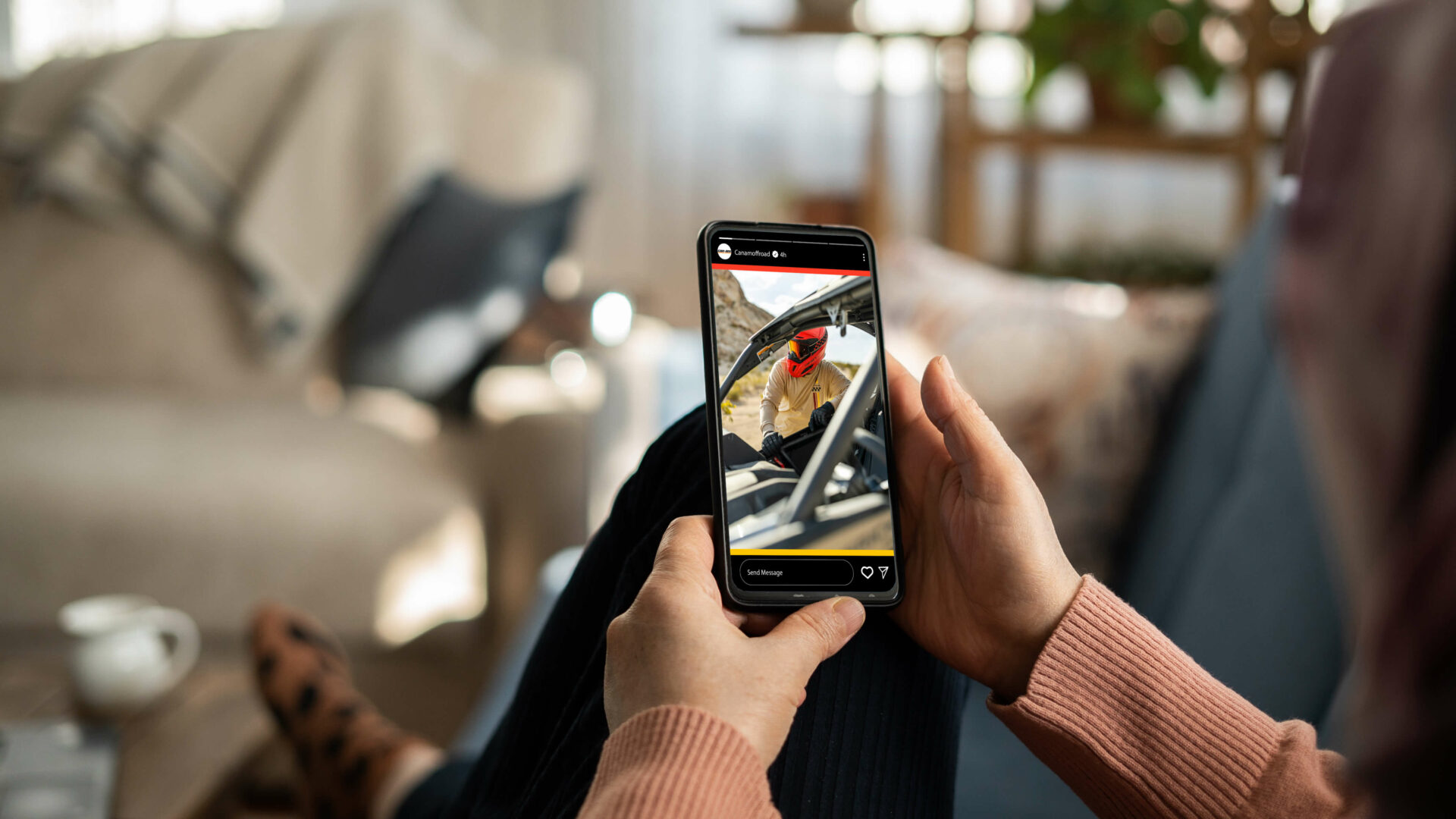 Can-Am 2024 story displayed on a mobile phone as part of a social media campaign.