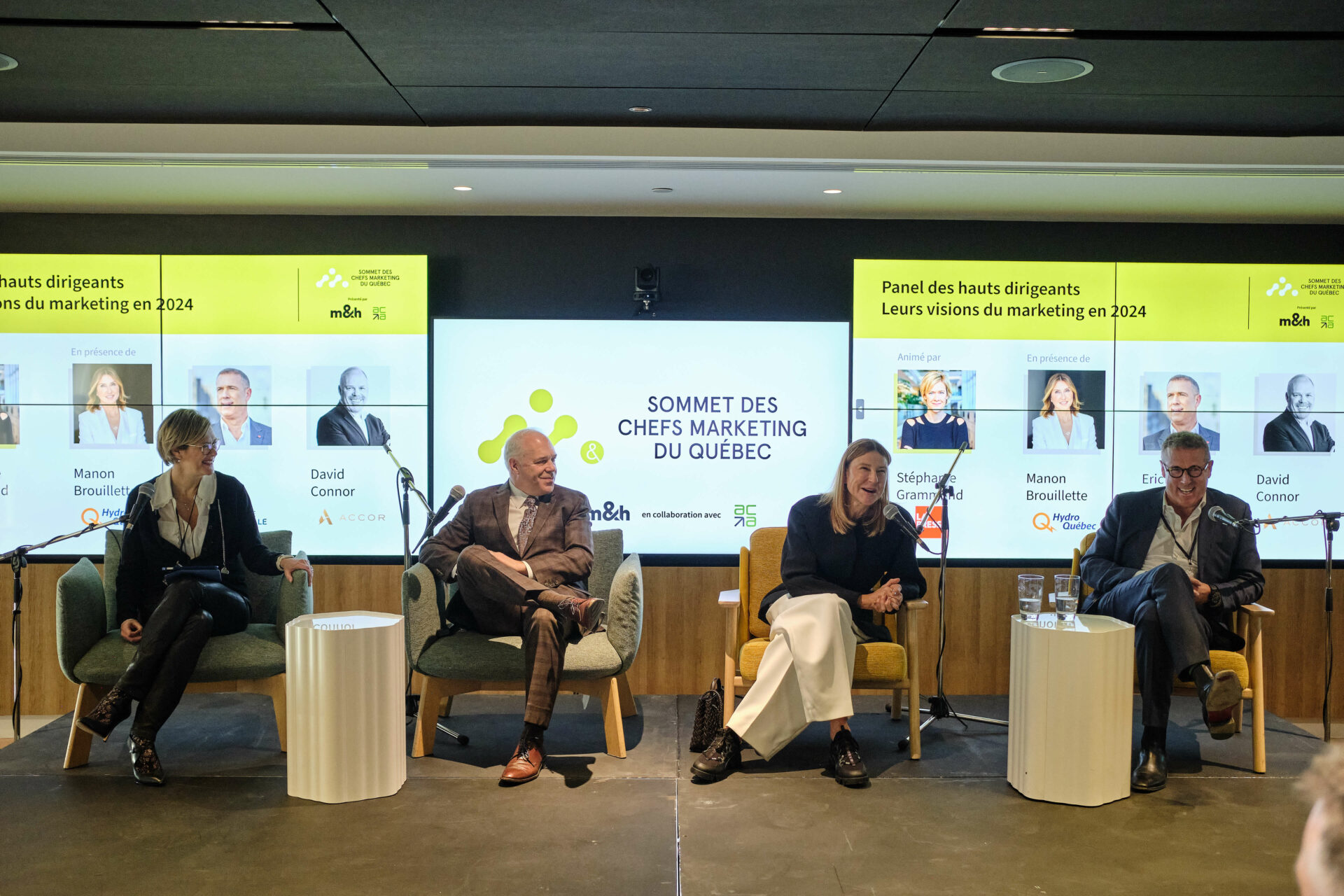 David Connor (Accor), Manon Brouillette (Hydro-Québec) Stéphanie Grammond (La Presse) and Eric Bujold (Banque Nationale).