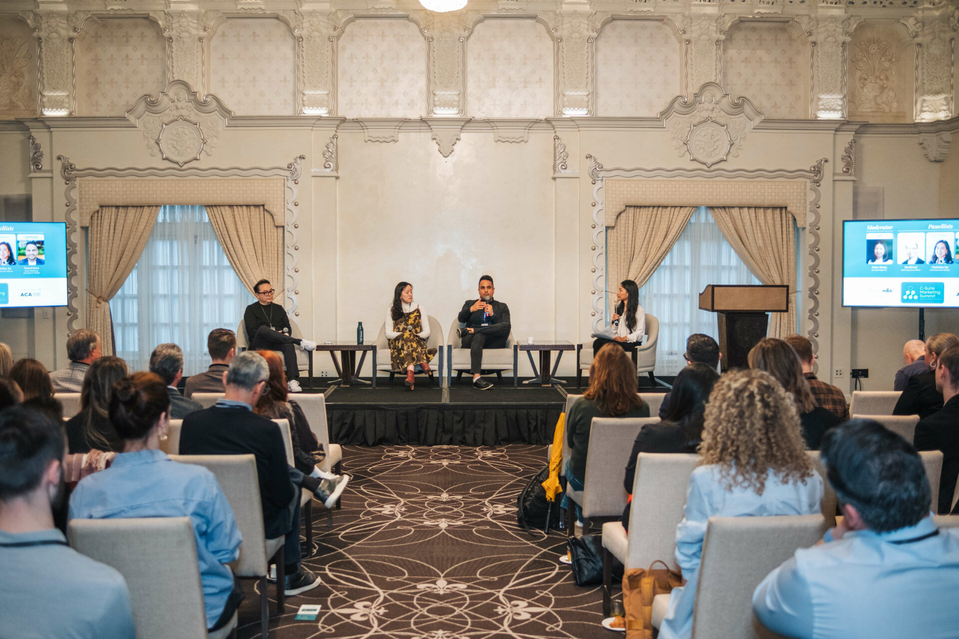 Wide view of the CEO panel and audience at the Vancouver C-Suite Marketing Summit.